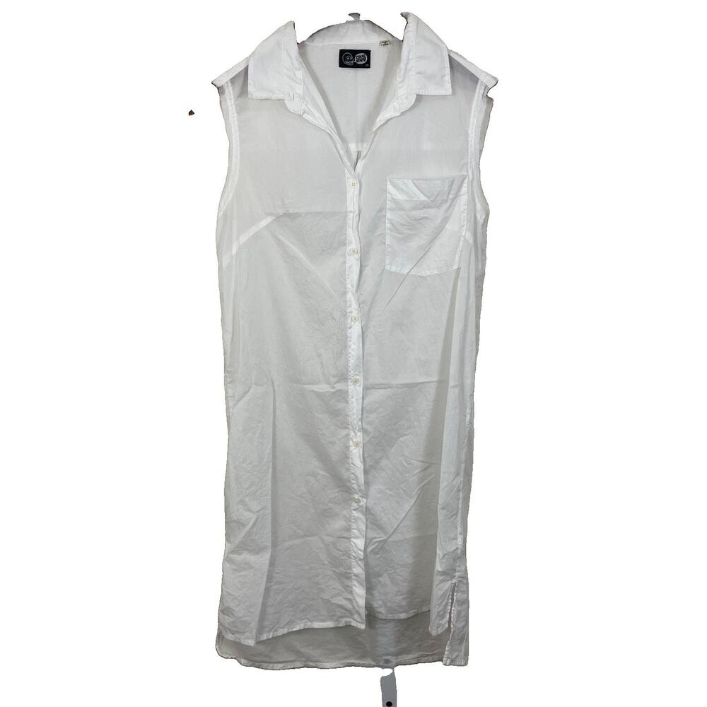 Cheap Monday Poplin Button Down Shirt Dress Womens XS Sleeveless White Cotton